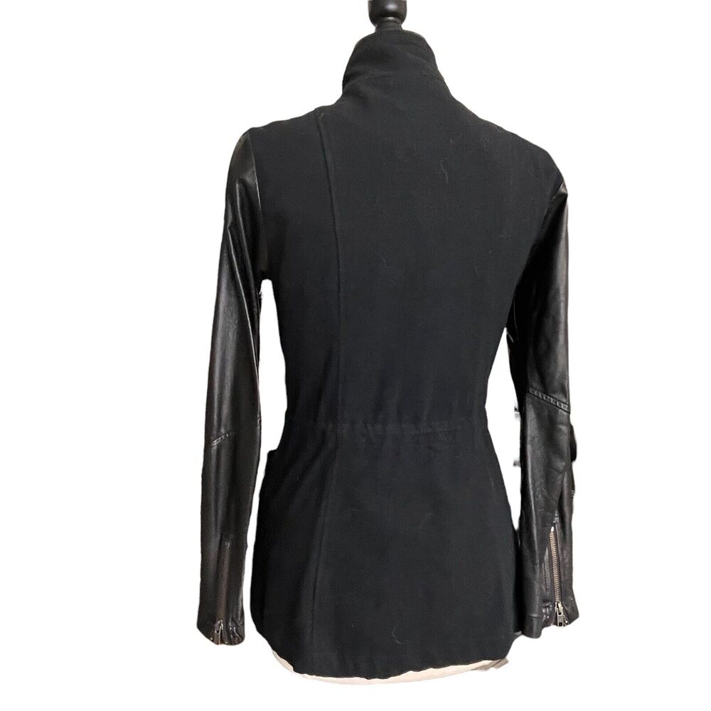 Rails Sz S Black Cargo Dark Academia Utility Jacket Lamb Leather Sleeves $348 - Picture 6 of 9